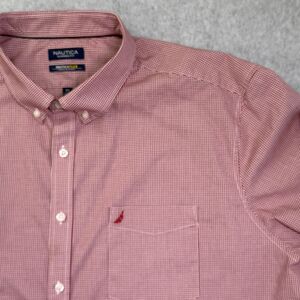 Nautica Classic Fit Flex Shirt Mens 3XL Red Gingham Check Button Down